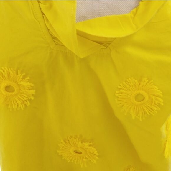Talbots sunny yellow ruffle v-neck sleeveless top size small - Picture 4 of 12